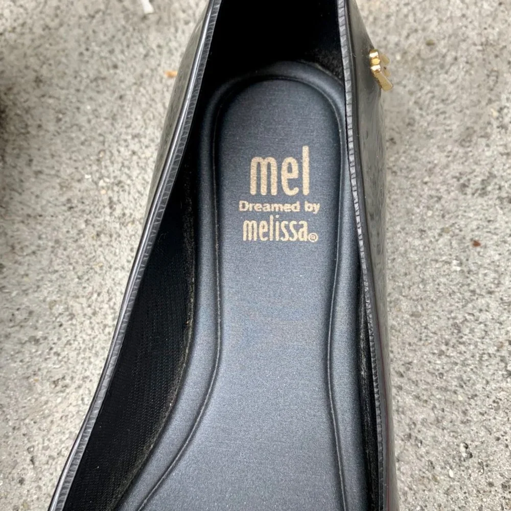 MEL By MELISSA Girls Ultra Girl Bow Shoes 12 Black Slip On Jelly Wedge Shoe Girl - Picture 8 of 9